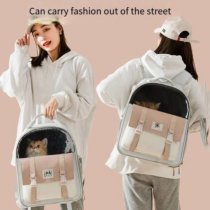 Pet Carrier Bag Cat Bag Pets Backpack Outgoing Carry Cats Double Shoulder Bag Travel Breathable Puppy Bags Carriers Supplies ATHLEXES