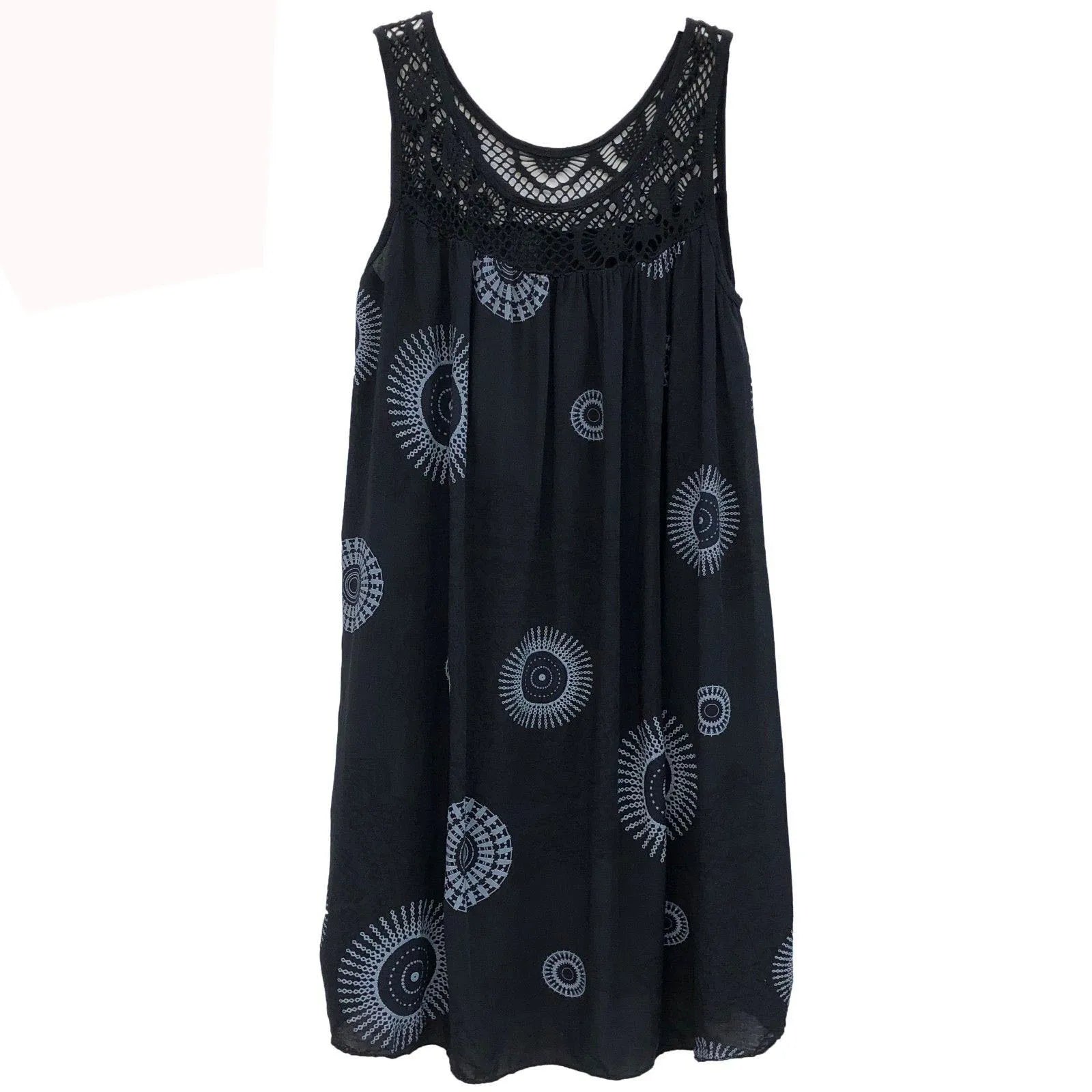 Elegant Lace Print Plus Size Sleeveless Dress ATHLEXES