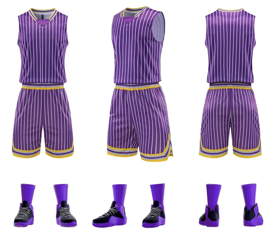 Custom Stripe Basketball Jersey Set for All Ages ATHLEXES