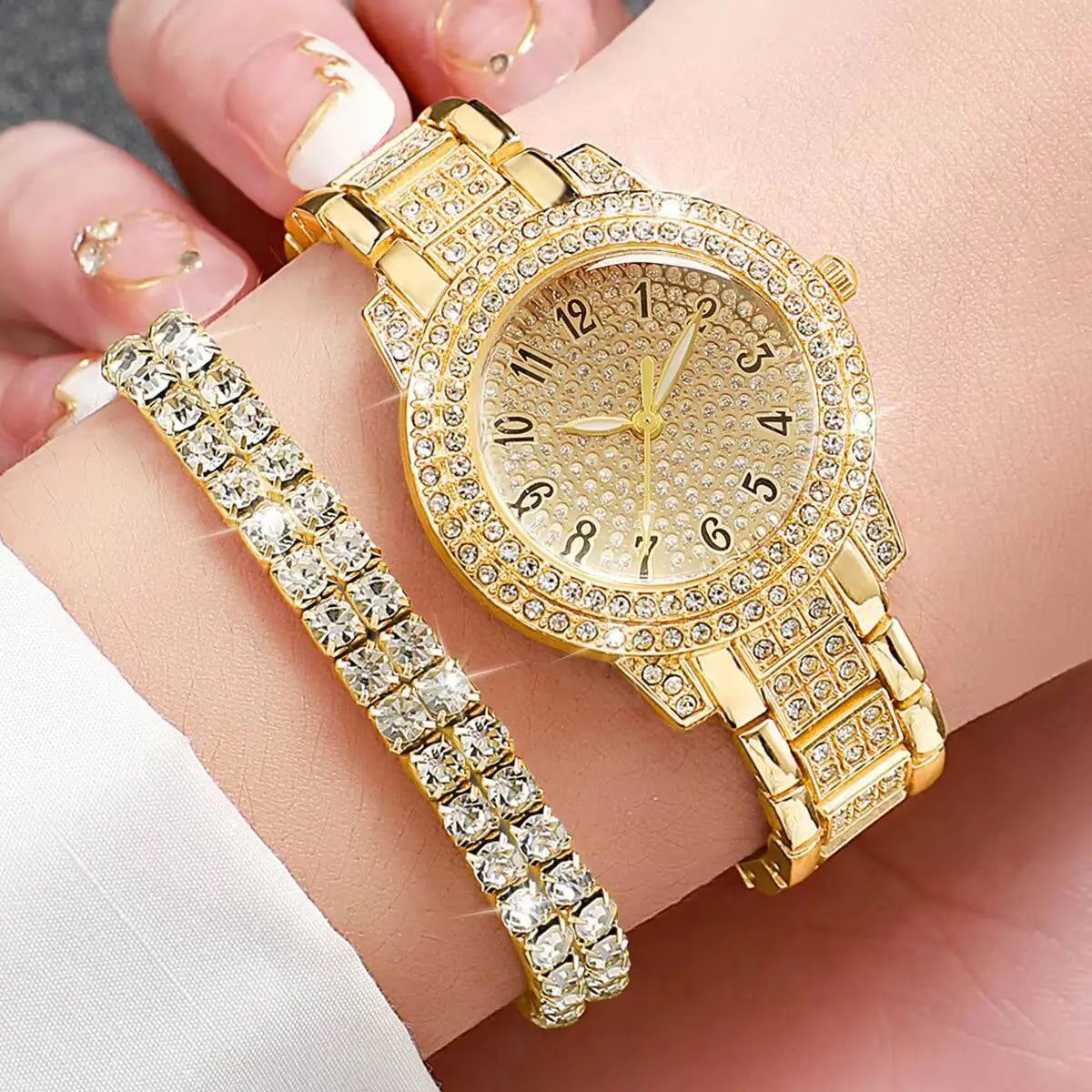 Diamond Elegance Quartz Watch Set for Women ATHLEXES