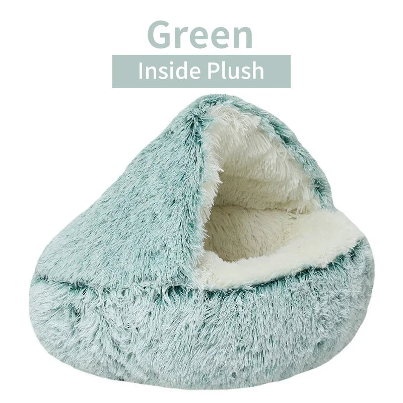 PurrNest Plush Cat Bed: Cozy 2-in-1 Winter Retreat ATHLEXES