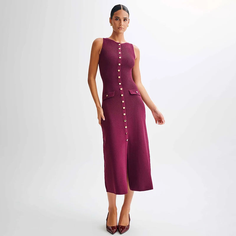 TARUXY Elegant High Waist Ribbed Knit Dress ATHLEXES
