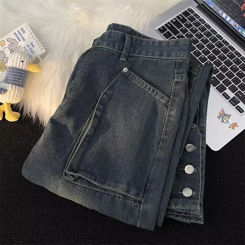 Trendy Y2K Personalized Straight Leg Casual Jeans ATHLEXES