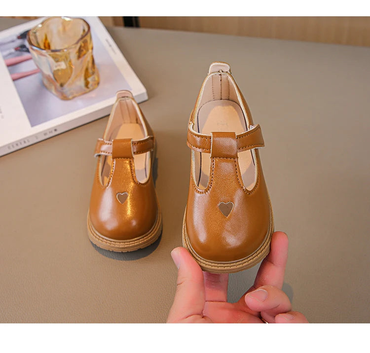 Charming Heart Princess Leather Flats for Kids ATHLEXES