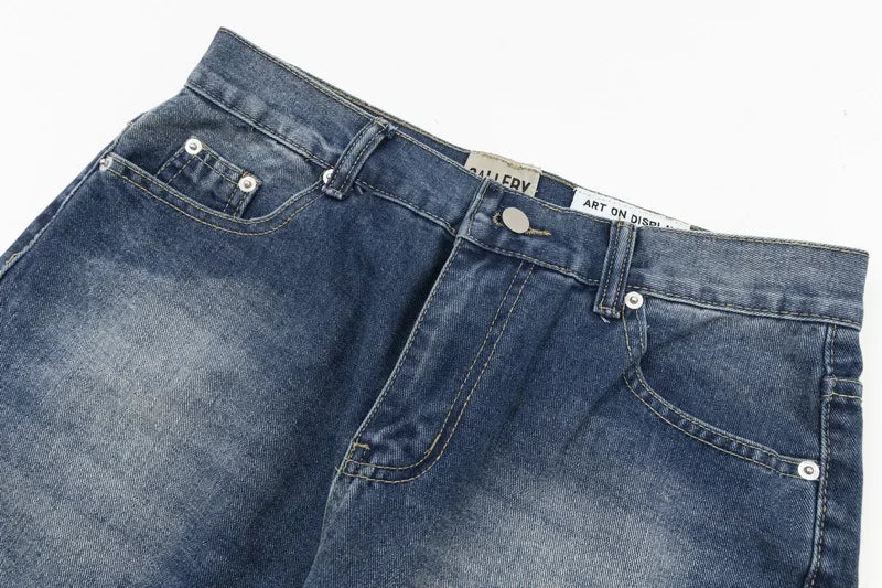 Retro Spliced Denim Trousers for Trendy Couples ATHLEXES