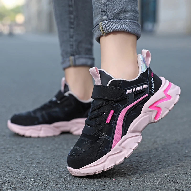 Chic Pink Girls Leather Sport Sneakers ATHLEXES
