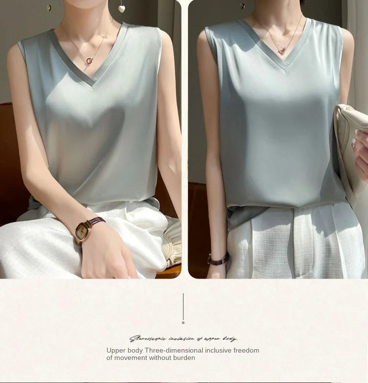SilkBlend V-Neck Summer Blouse for Women ATHLEXES