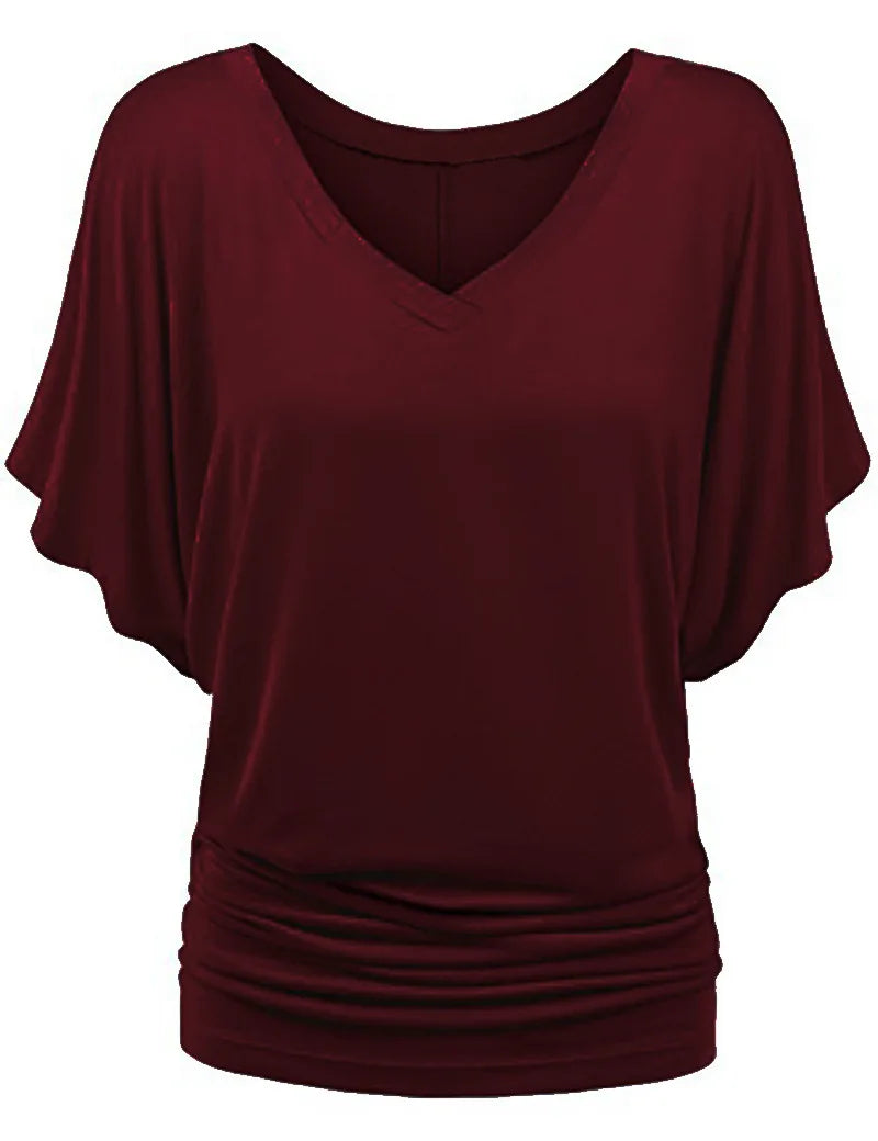 Chic Summer V-Neck Batwing Tee for Women S-5XL ATHLEXES