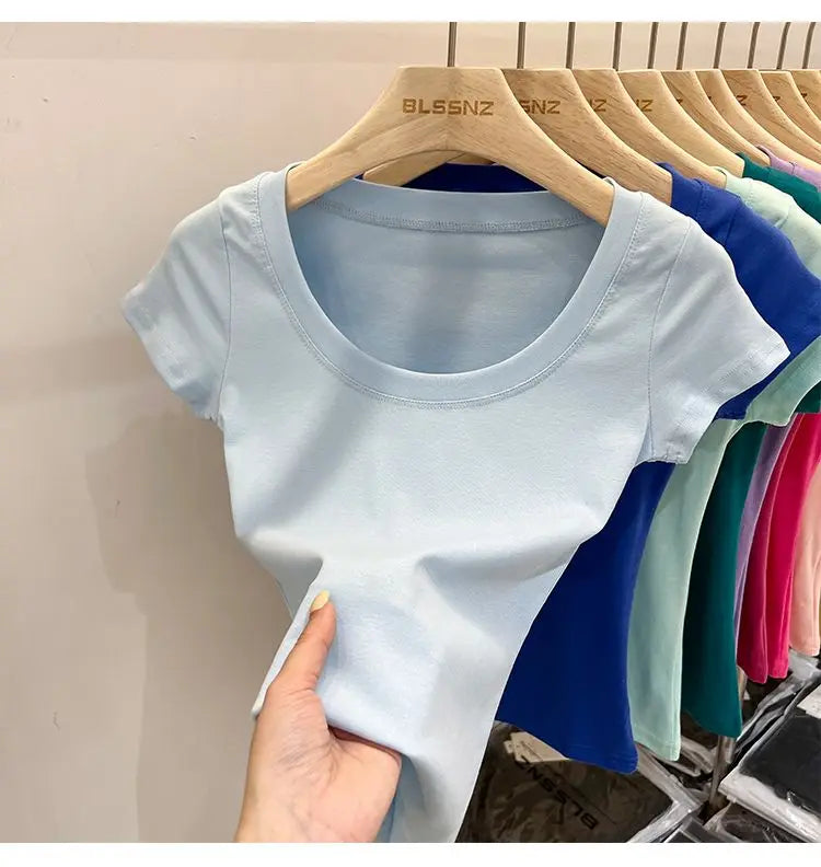 Cotton U-Neck Slimming Summer Tee for Women ATHLEXES