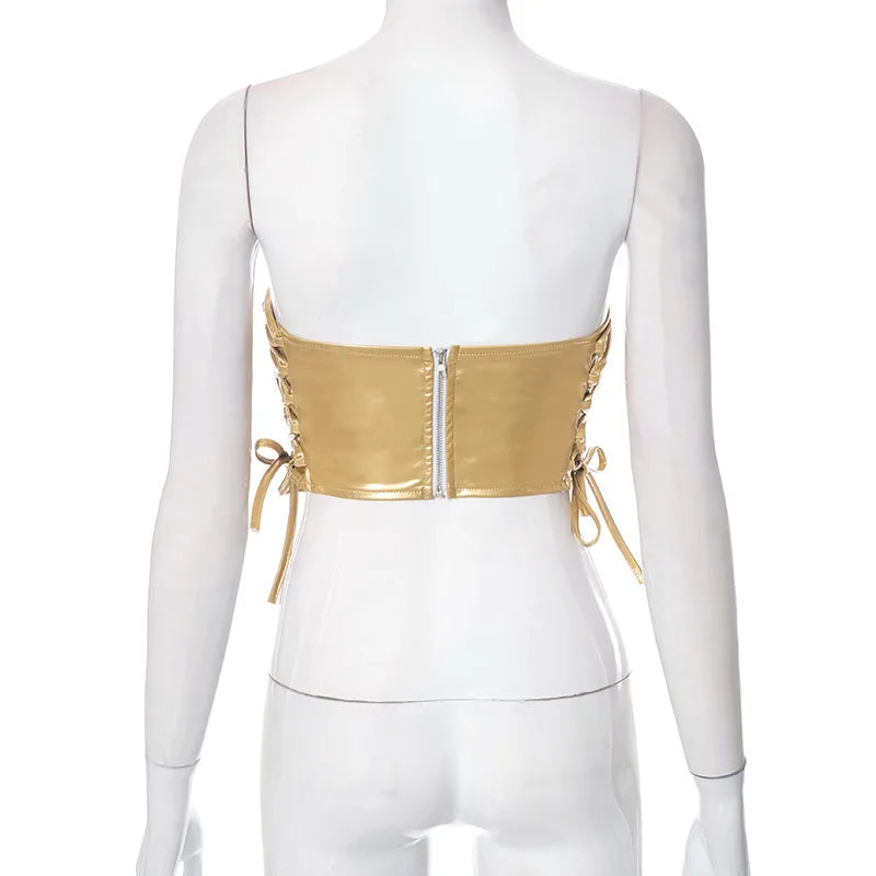 Goddess Glam Metallic Corset Top ATHLEXES