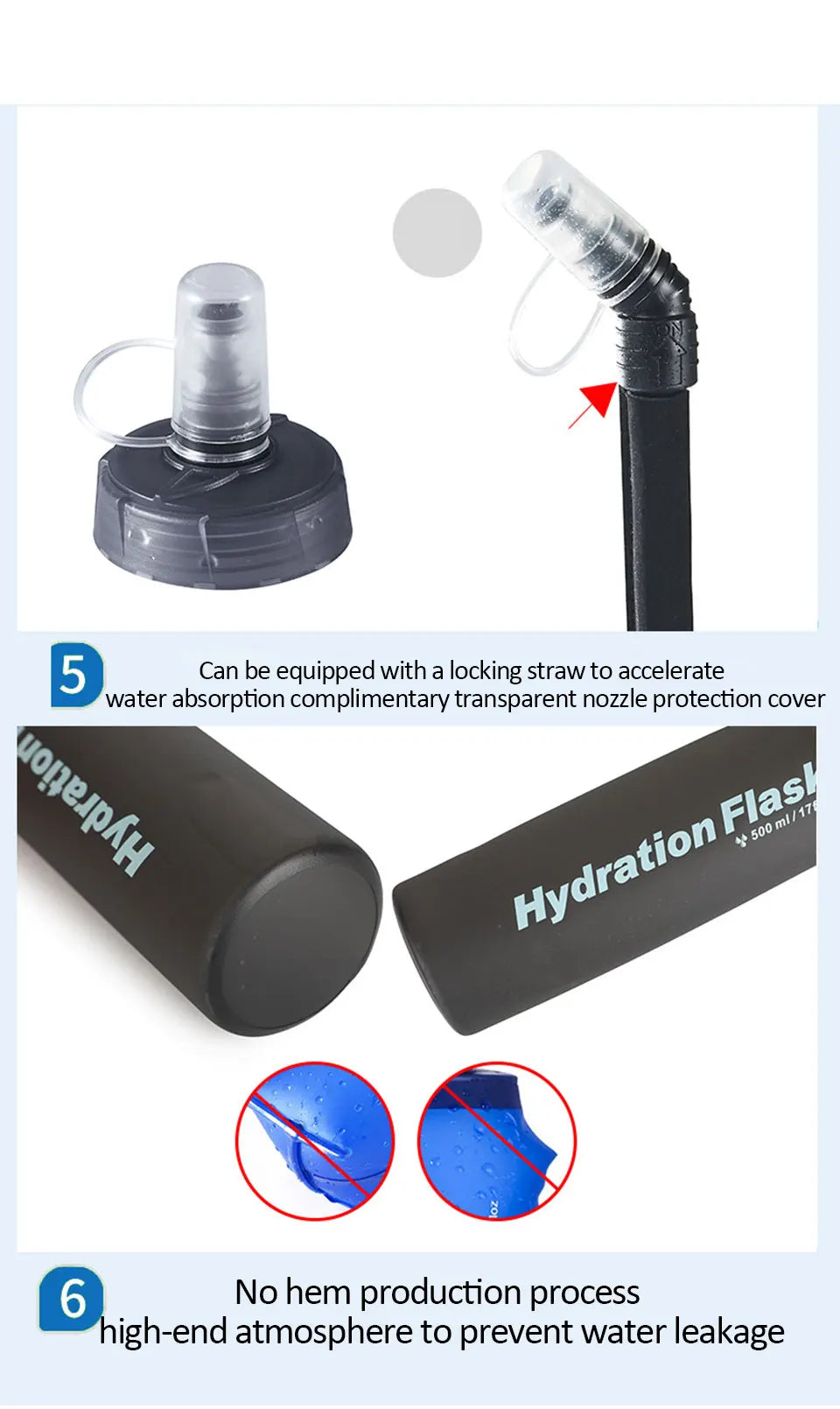 HydraFlex 500ML Folding Sports Water Bottle ATHLEXES