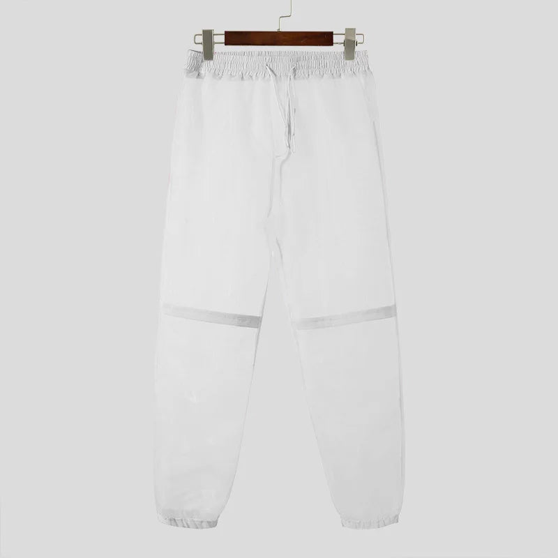 2024 Men's Mesh Transparent Drawstring Joggers Fashion Trousers ATHLEXES