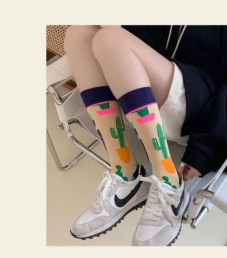 Colorful Cotton Women's Socks - Trendy Hedgehog & Sloth Designs ATHLEXES
