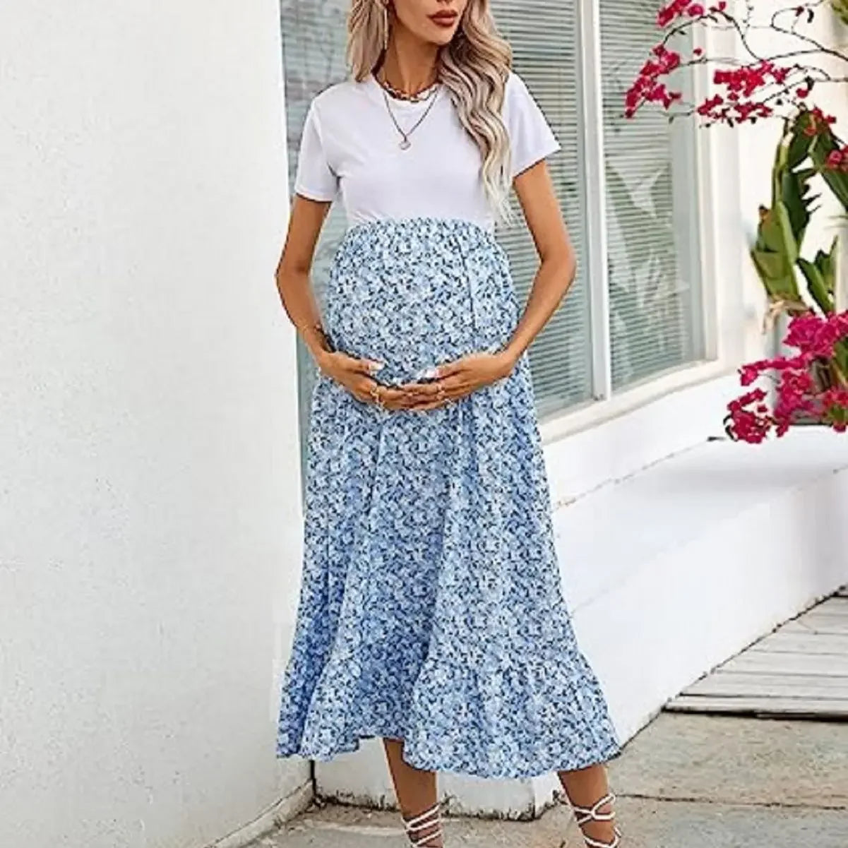 Floral Maternity Skirt Dress for Expecting Mothers ATHLEXES