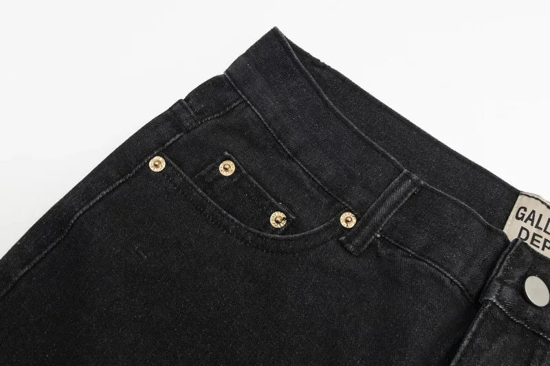 Retro Spliced Denim Trousers for Trendy Couples ATHLEXES