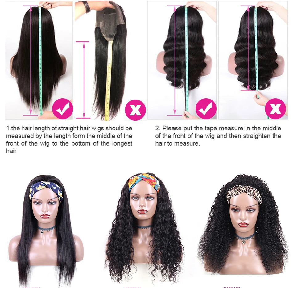 LuxHair Kinky Straight Headband Wig 180% Density ATHLEXES