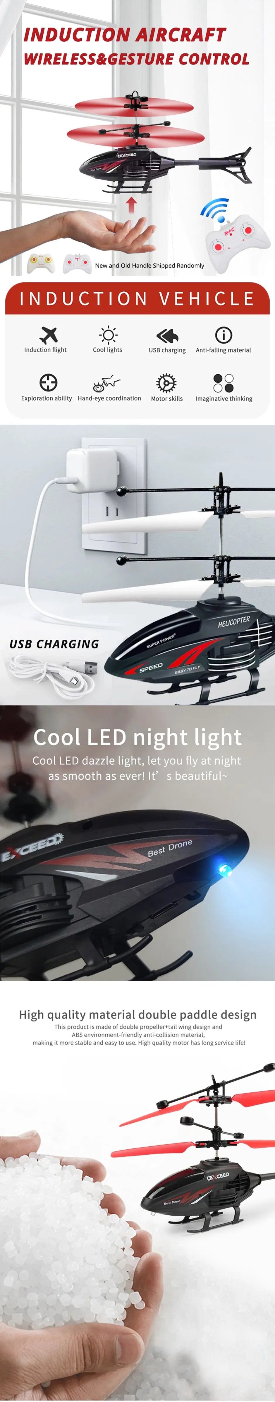 GestureFly 2-Channel LED Helicopter RC Aircraft ATHLEXES