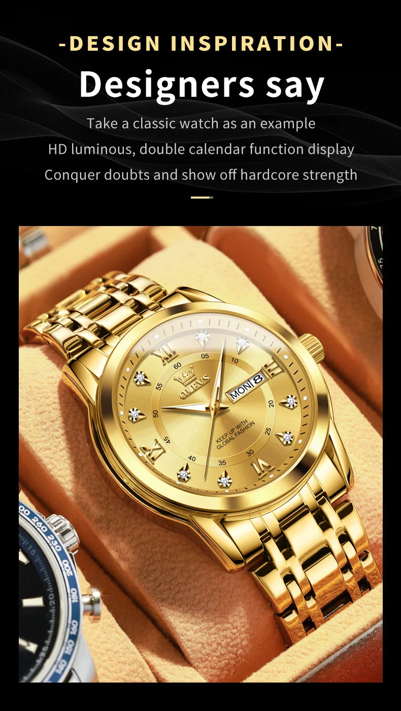 OLEVS Luxury Diamond Quartz Watch for Men ATHLEXES