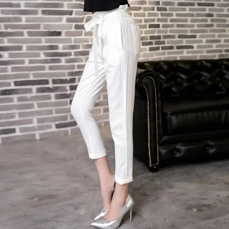 ChicHigh Waist Butterfly Knot Linen Pants ATHLEXES