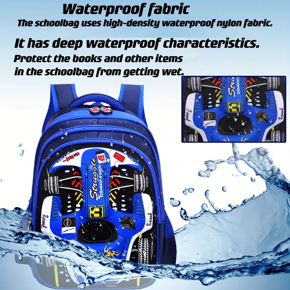 3D Waterproof Kids Car Backpack for School ATHLEXES