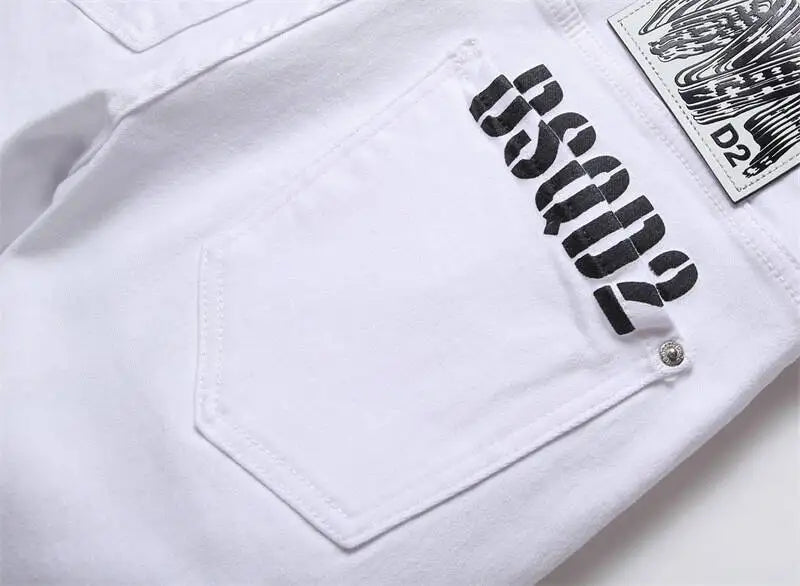 2025 Pure White Men's Slim Fit Stretch Jeans ATHLEXES