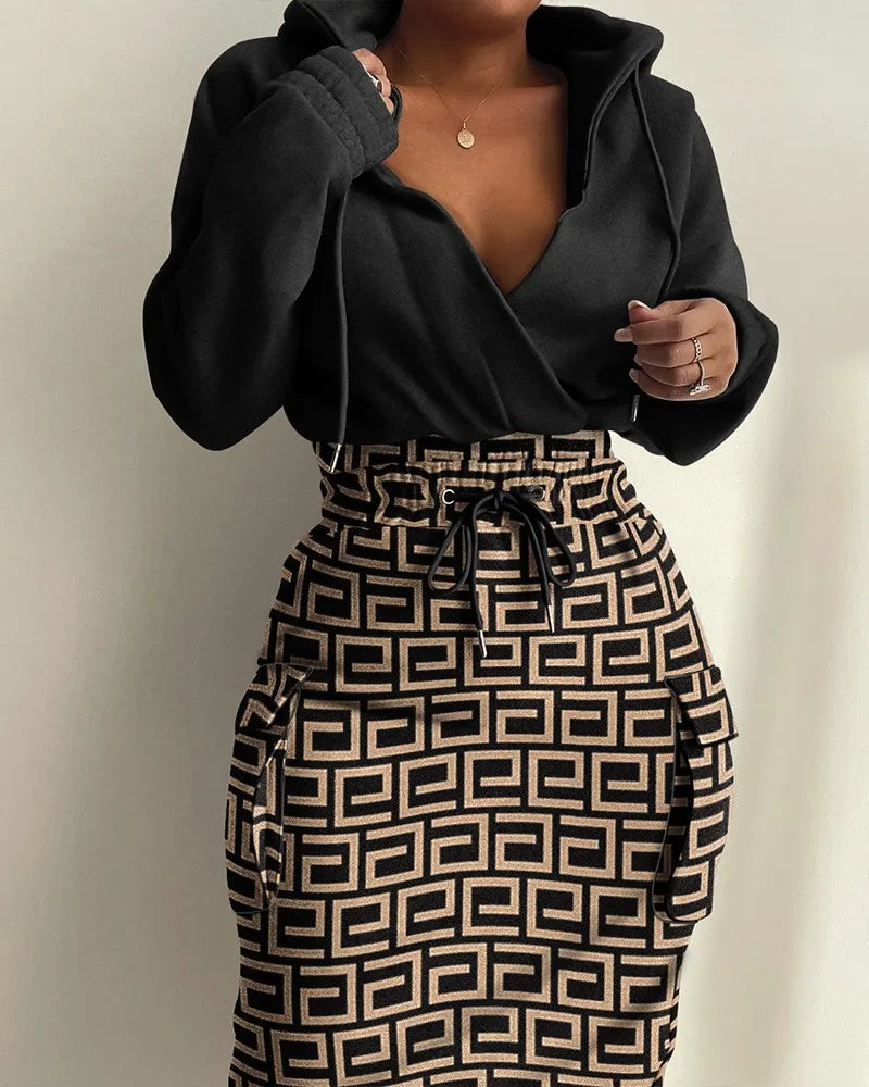 Plaid Hoodie Dress with Drawstring Detail ATHLEXES