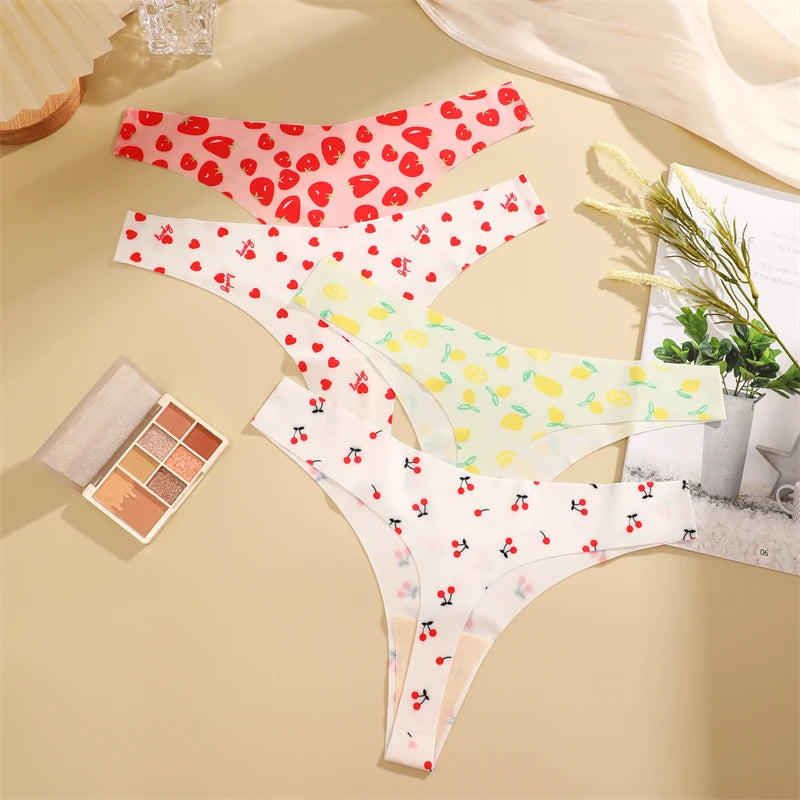 FINETOO 4Pcs Ultra Soft Leopard Print Thongs Comfort Lingerie ATHLEXES