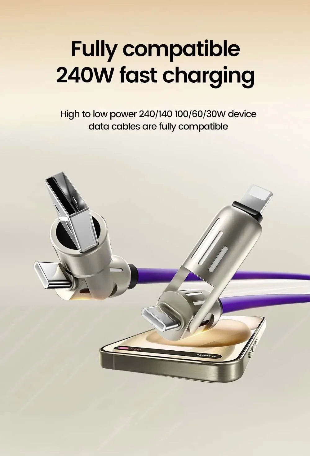 QuadCharge 240W USB Type C Fast Charging Cable ATHLEXES