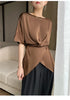 Chic Satin Half Sleeve Blouse for Women ATHLEXES