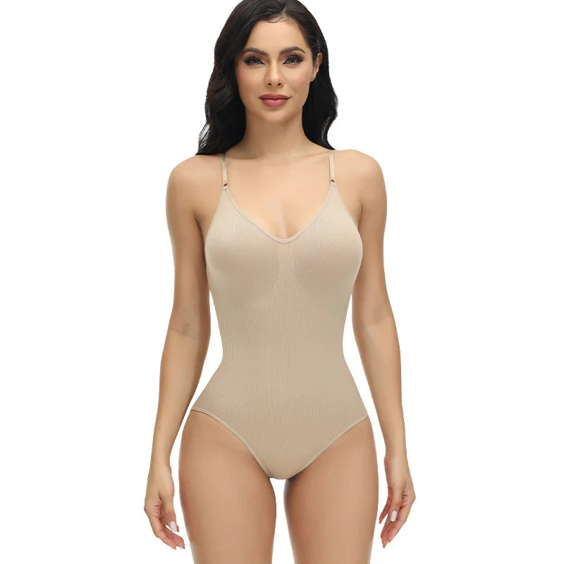 Super Sale V Neck Spaghetti Strap Bodysuit Compression Body Suits Open Crotch Shapewear Slimming Body Shaper Smooth Out Bodysuit ATHLEXES