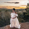 Elegant Maternity Off Shoulder Chiffon Dress ATHLEXES