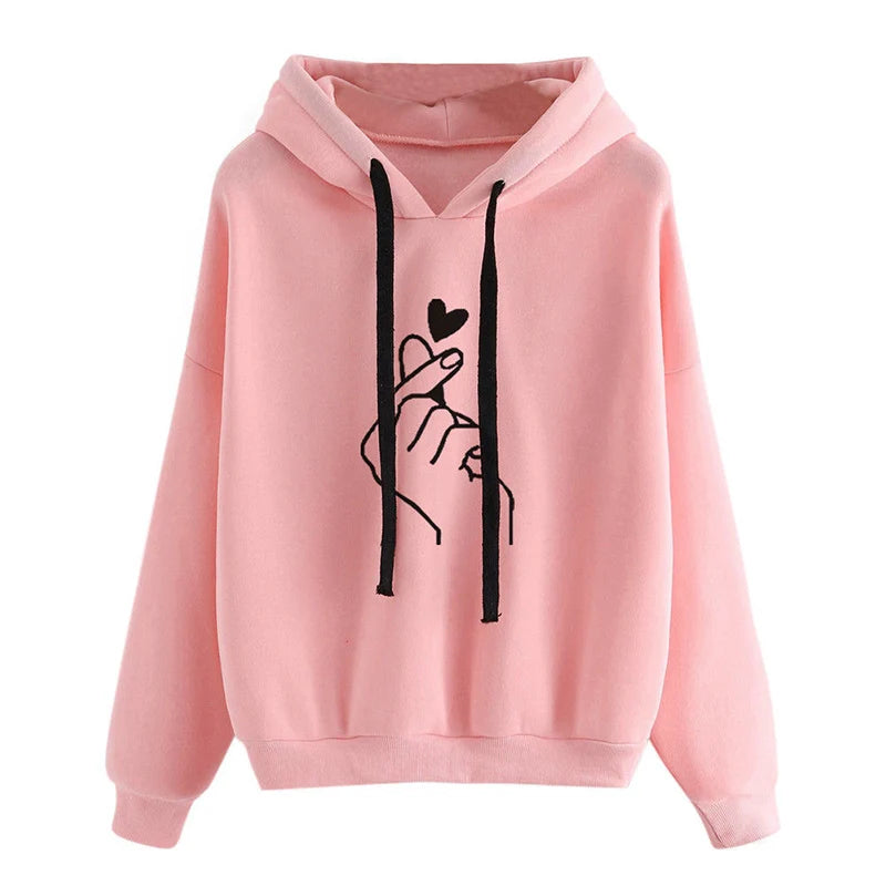 Chic Autumn Fleece Hoodie with Heart Detail ATHLEXES