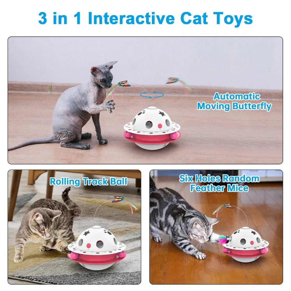 Electric Cat Toy with USB Charging, 360 Rotating, Interactive Puzzle, Intelligent Pet Items, Teasing Feather, Cat Supplies, Acce ATHLEXES