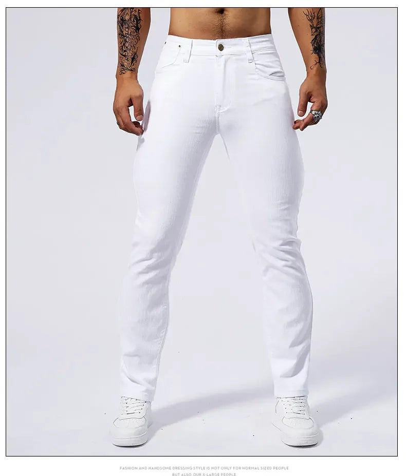 Urban Style Slim Fit White Denim Jeans ATHLEXES