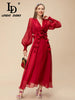 Elegant Red Chiffon Party Dress for Women ATHLEXES