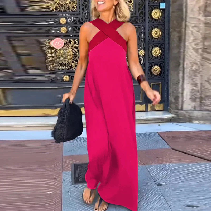 Coastal Breeze Off Shoulder Color Block Dress ATHLEXES