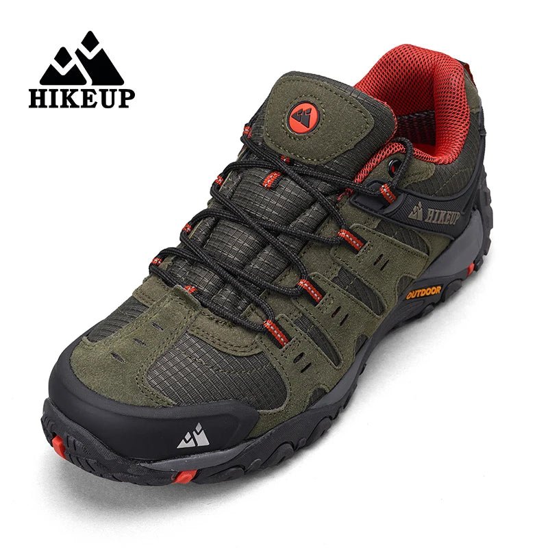 HIKEUP Men's Hiking Shoes Suede Leather Outdoor Shoes Wear-resistant Men Trekking Walking Hunting Tactical Sneakers ATHLEXES