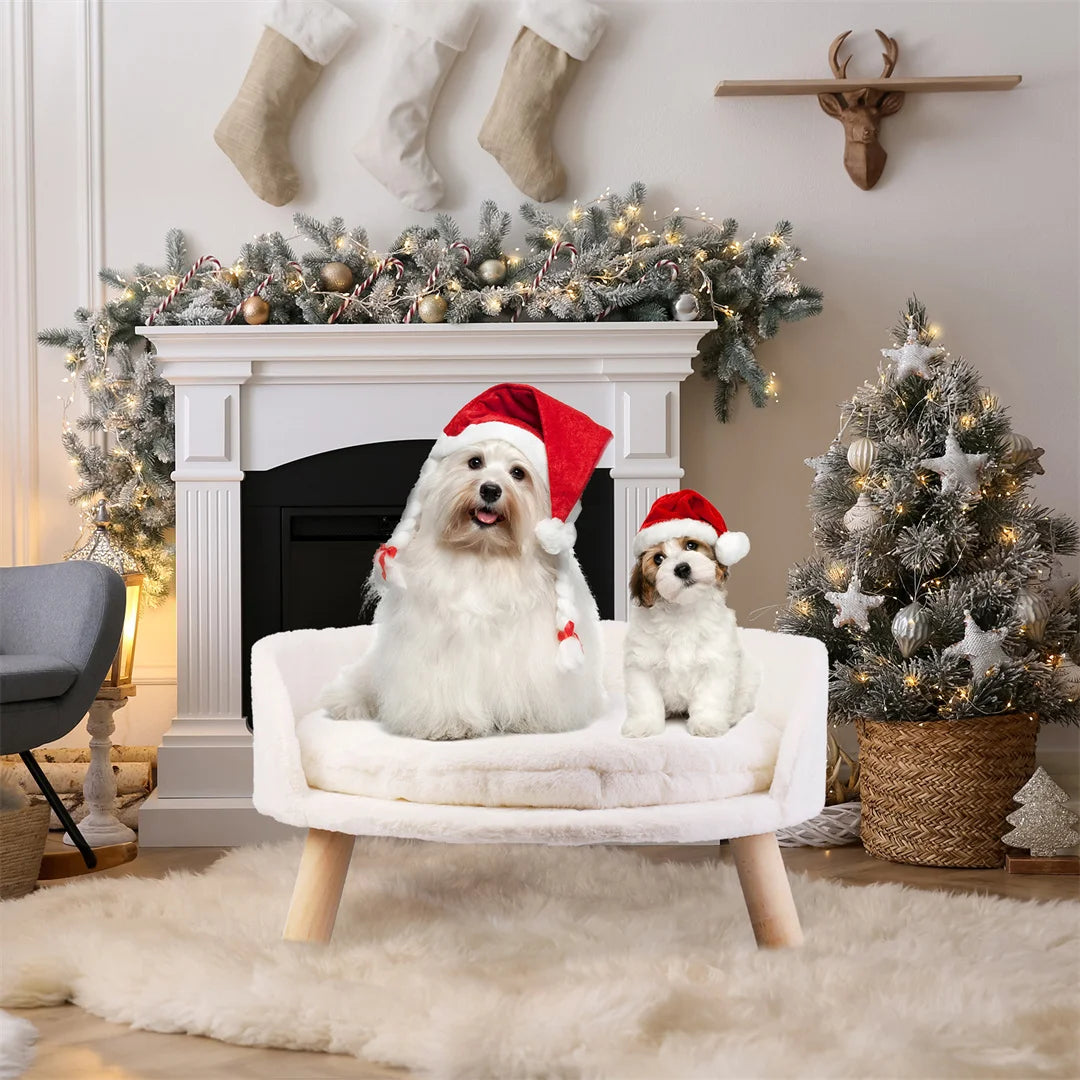 PlushNest Luxury Cat Bed with Waterproof Cushion and Stylish Wood Legs ATHLEXES