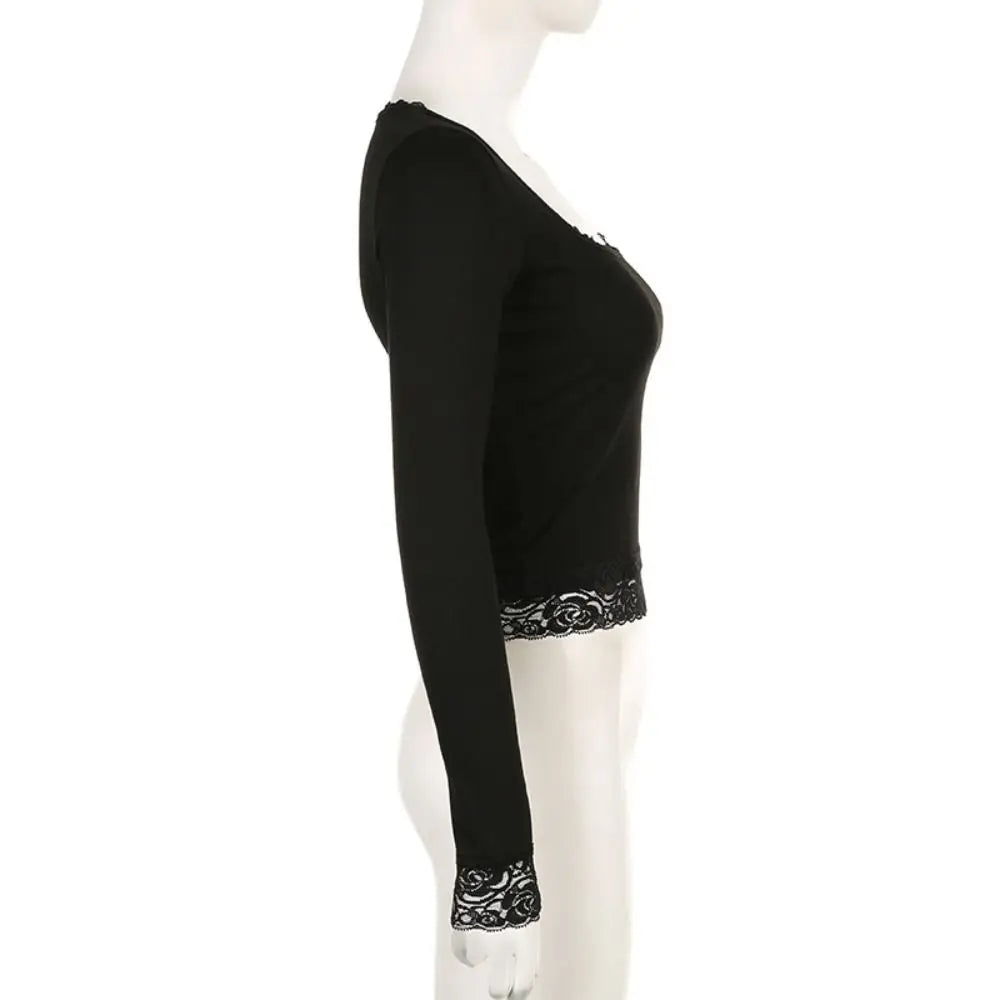 Lace Trim Slim Fit Crop Top for Summer Style ATHLEXES