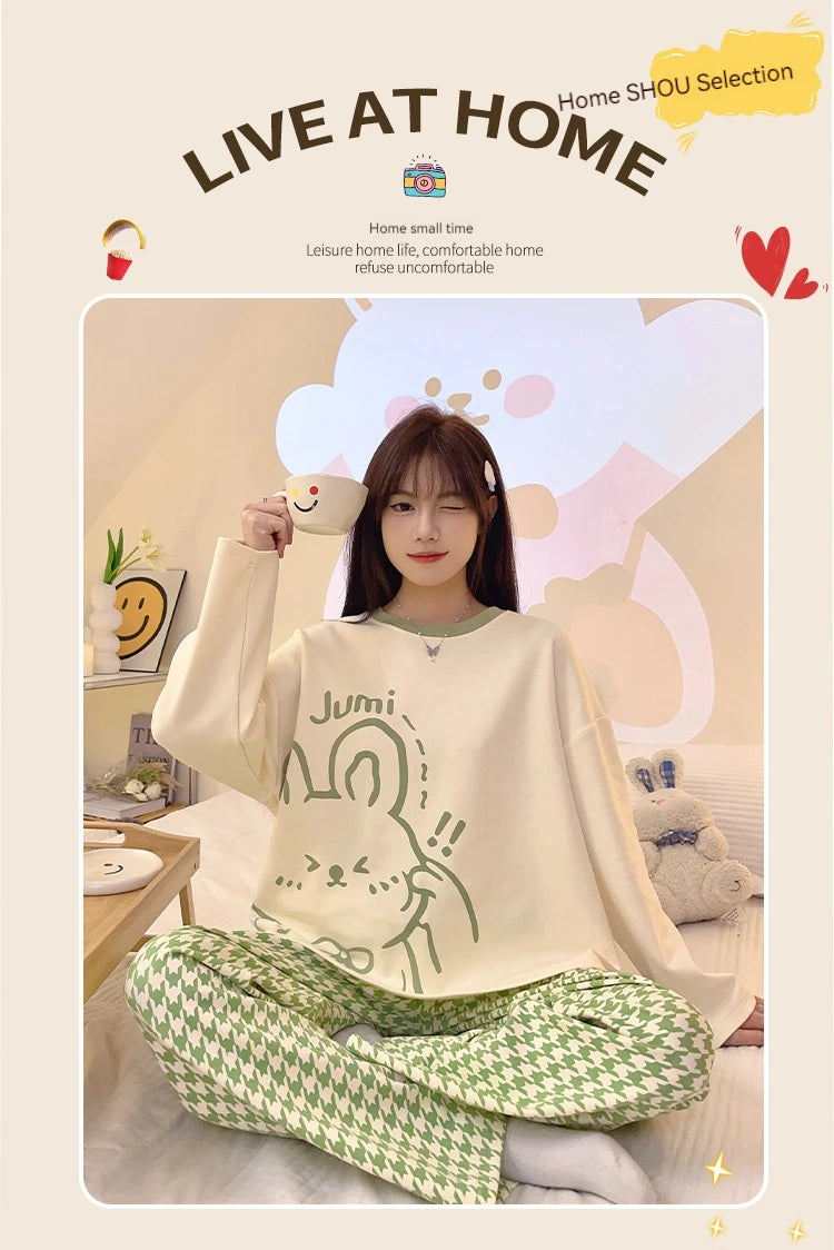 Cozy Cartoon Maternity Pajama Set for Moms ATHLEXES
