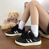 Chic Retro Matte Black Casual Sneakers for Women ATHLEXES