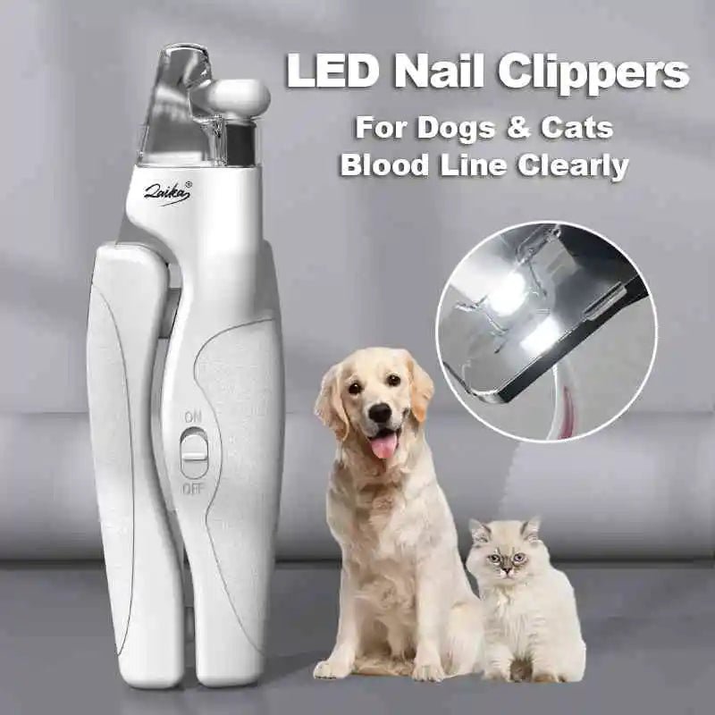 Pet Nail Clipper with LED Light Dog Cat Claw Blood Line Scissors Multifunction Nail Trimmer Pet Cleaning Grooming Supplies ATHLEXES