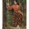 French Lady Vintage Plaid Sweater & High Waist Skirt Set ATHLEXES