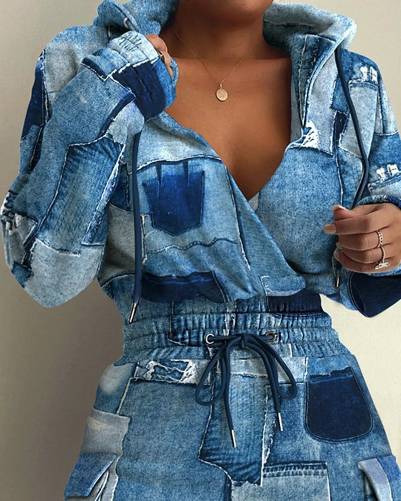 Plaid Hoodie Dress with Drawstring Detail ATHLEXES