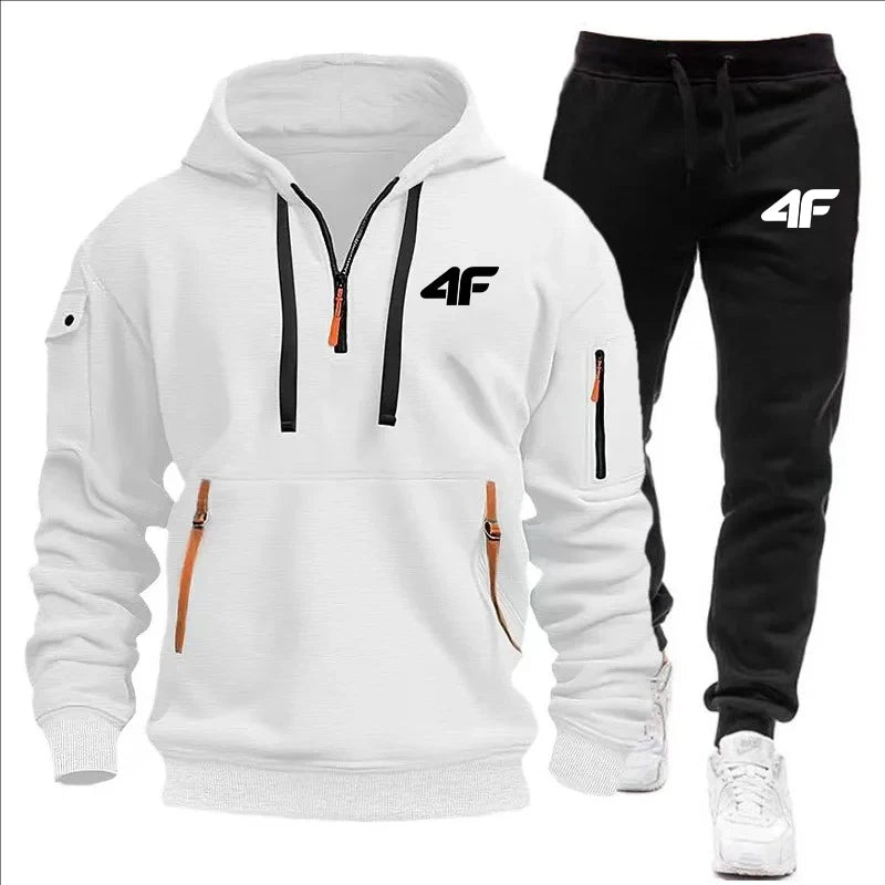 Men's Zipper Hooded Tracksuit with Multi-Pockets ATHLEXES