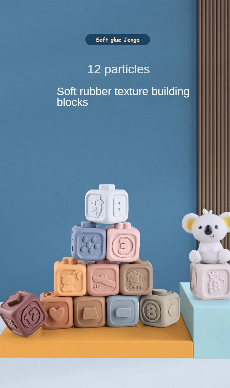 Montessori Baby Silicone Building Blocks Squeeze Stacker Toys ATHLEXES