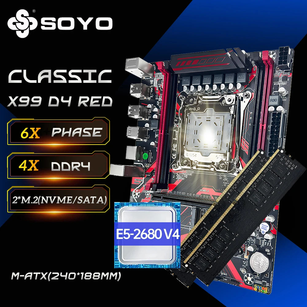 SOYO X99 Red Gaming Motherboard and E5 CPU Kit ATHLEXES
