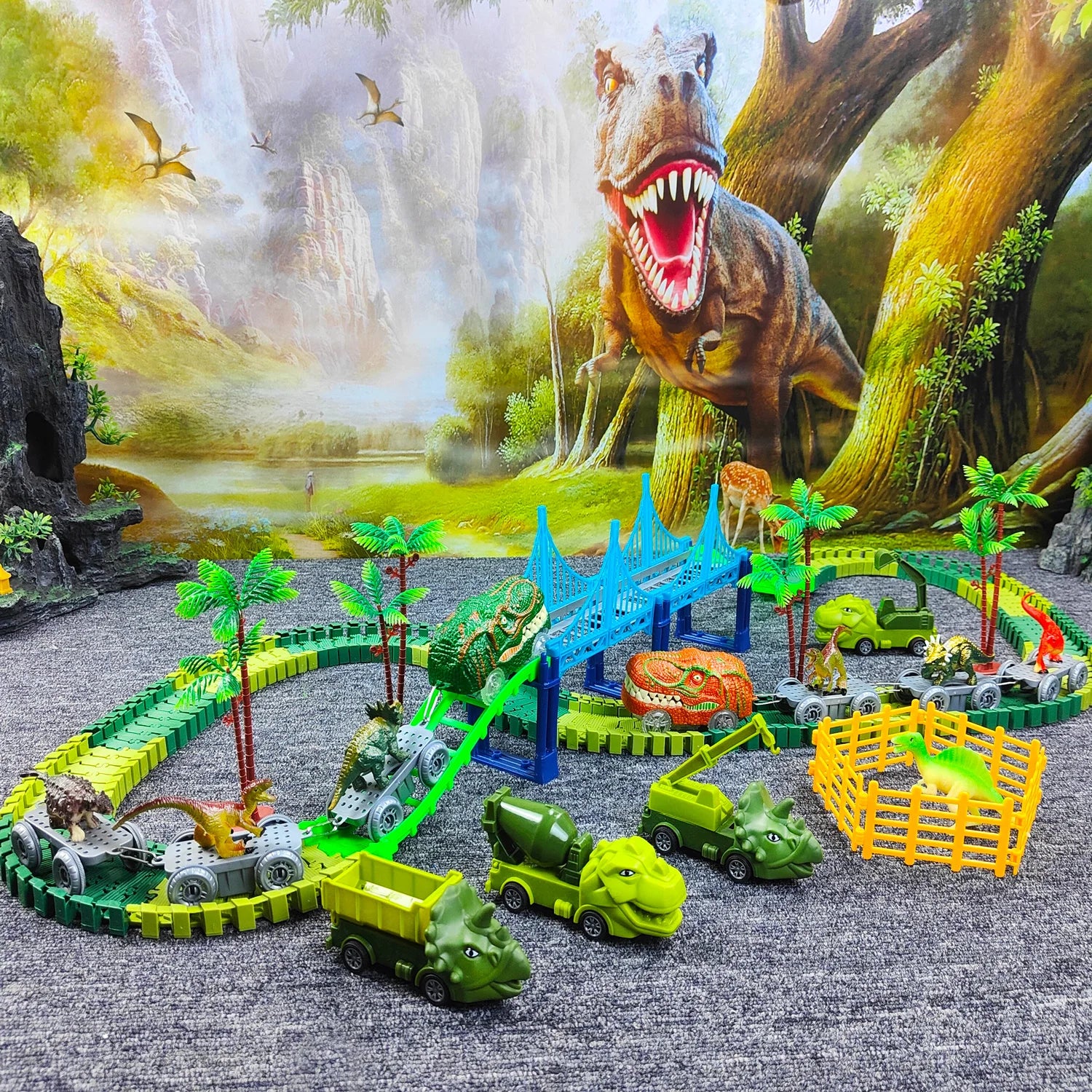 DinoTrack Electric Climbing Race Car Set for Kids ATHLEXES
