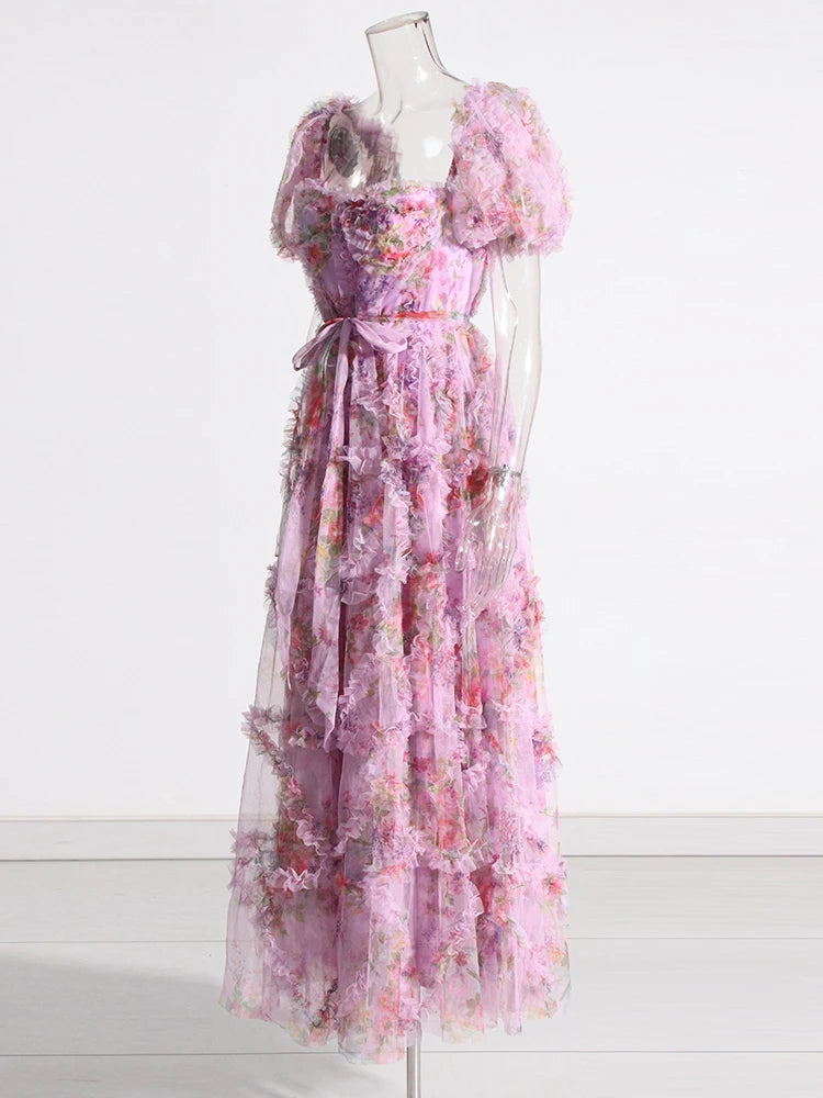 Chic Floral Patchwork Mesh Dress for Women ATHLEXES