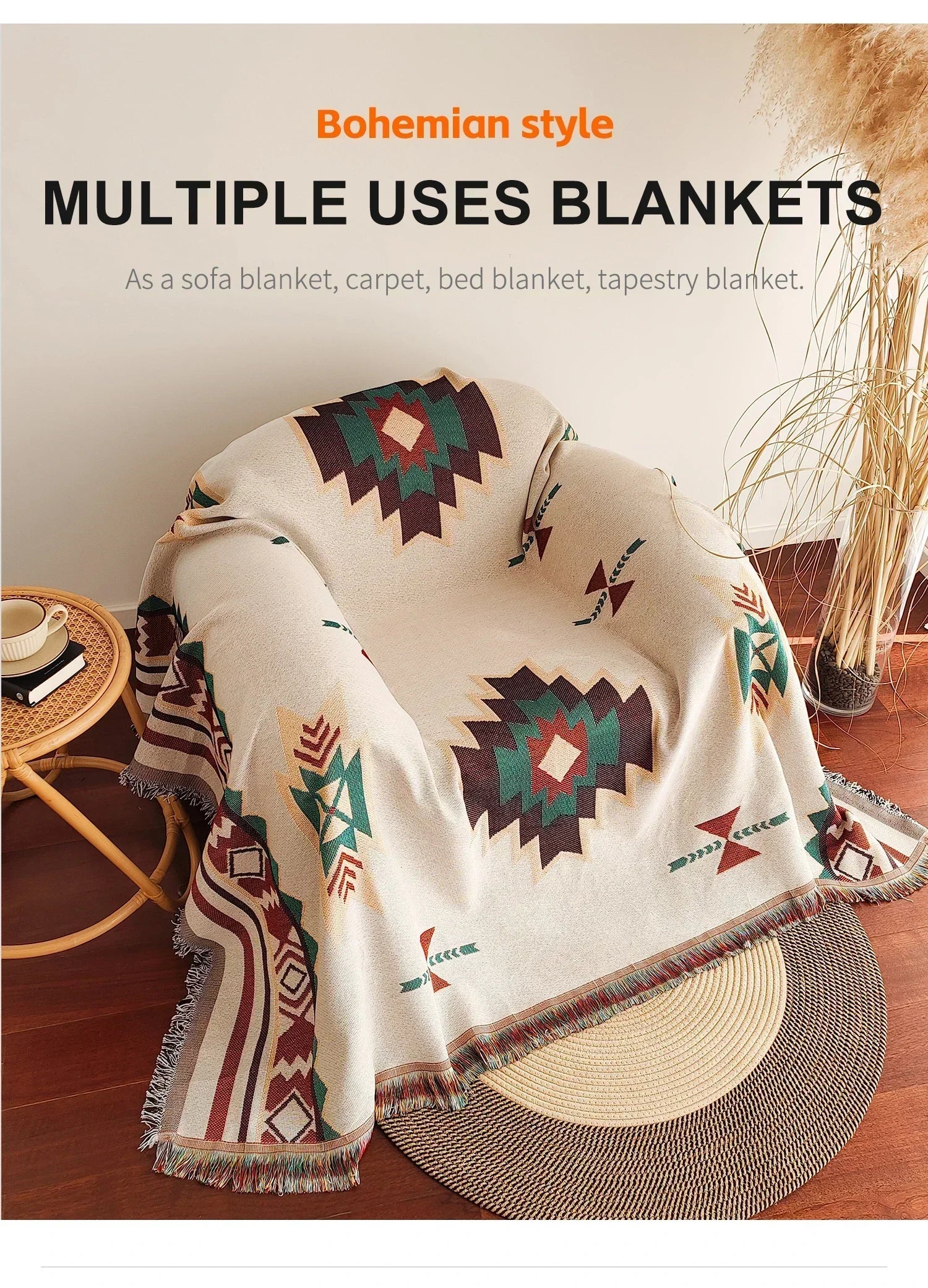Boho Chic Aztec Oversized Throw Blanket ATHLEXES